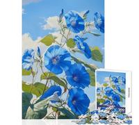 1000 Piece Jigsaw Puzzles- Bloom in Blue Morning Glory Jigsaw for Teenagers Difficult Challenge Challenging To Complete Unique Challenge Game (38x26cm)
