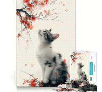 1000 Piece Jigsaw Puzzles Blossom Dreams Cat Kitty Precise Fit Game, Creative Fun Toy, Peace Game Play, Christmas Calm Gift (38x26cm)