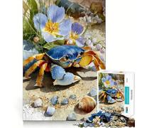 1000 Piece Jigsaw Puzzles Blue Crab Watercolor Painting Precise Fit Game, Creative Fun Toy, Peace Game Play, Christmas Calm Gift (38x26cm)
