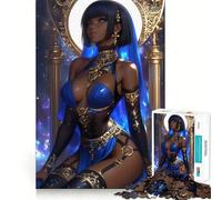 1000 Piece Jigsaw Puzzles Blue-Eyed Queen in Gold Anime Girl Precise Fit Game, Creative Fun Toy, Peace Game Play, Christmas Calm Gift (38x52cm)