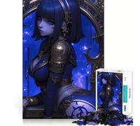 1000 Piece Jigsaw Puzzles Blue-Haired Anime Warrior Anime Girl Gaming Precise Fit Game, Creative Fun Toy, Peace Game Play, Christmas Calm Gift (38x26cm)