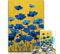 1000 Piece Jigsaw Puzzles Blue Poppy Flowers Oil Painting 1000 Piece Puzzle,Artistic Wall Decor & Birthday Gift Idea for Friends, Home Office 38x26cm