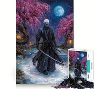 1000 Piece Jigsaw Puzzles Blue-skinned Samurai Under Cherry Blossoms Precise Fit Game, Creative Fun Toy, Peace Game Play, Christmas Calm Gift (50x75cm)
