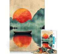 1000 Piece Jigsaw Puzzles Boat Floating on A Lake Precise Fit Game, Creative Fun Toy, Peace Game Play, Christmas Calm Gift (38x26cm)