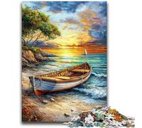 1000 Piece Jigsaw Puzzles Boat on The Beach Challenging Game And Family Play for Is Ideal As A Gift for The Whole Family 50x75cm