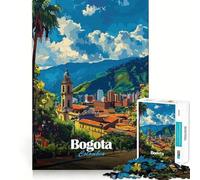 1000 Piece Jigsaw Puzzles Bogota, Colombia Cityscape Illustration Precise Fit Game, Creative Fun Toy, Peace Game Play, Christmas Calm Gift (38x26cm)