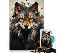 1000-piece Jigsaw Puzzles Boho Wolf Portrait Accurate Cut Art, Mental Challenge Toy, Easy Play Game, Birthday Mind Gift (38x26cm)