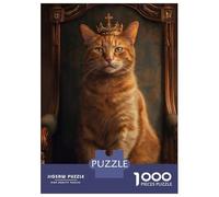 1000-piece Jigsaw Puzzles Bossy Cat Throne Crown Jigsaws for Adults Brain Teaser Game Improve Memory Unique Gifts for Birthday And Christmas 70x50cm/1000pcs