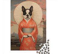 1000 Piece Jigsaw Puzzles Boston Terrier Puzzles for Adults Paper Puzzles Educational Game for Adult 1000pcs (38x26cm)