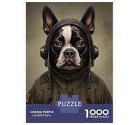 1000-piece Jigsaw Puzzles Boston Terrier Soldier Adult Jigsaw Puzzle Hands-on Game Difficult Challenge Parent-child Interaction 38x26cm/1000pcs