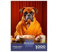 1000-piece Jigsaw Puzzles Boxer Dog in Robe Eating Adult Jigsaw Puzzle Toy Wall Decor A Work of Art Unique Gifts for Birthday And Christmas 70x50cm/1000pcs