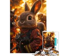 1000 Piece Jigsaw Puzzles- Brave Bunny Firefighter for Birthday, Chrismas Enhance Memory Educational Games for 14+ Puzzle Game Offered (38x26cm)