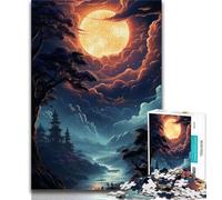 1000 Piece Jigsaw Puzzles Bright Full Moon 1000 Piece Jigsaw,Stress Reliever Staycation Kill Time Parent-child Interaction (size 75x50cm)