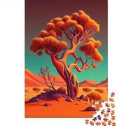 1000 Piece Jigsaw Puzzles Bright Orange Baobab Tree Puzzles for Adults Wooden Puzzles Educational Game for Adult 1000pcs (75x50cm)