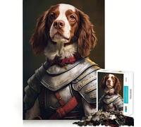 1000 Piece Jigsaw Puzzles Brittany Spaniel Dog in Armor Accurate Joint Fun Thinking Game Play Peace Time Play Christmas Calm Gift (38x52cm)
