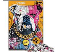 1000 Piece Jigsaw Puzzles Bulldog Doodle, Help The Brain Exercise Addictive Toys to Cultivate Patience Perfect Decoration (Size 50x75cm)