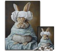 1000 Piece Jigsaw Puzzles Bunny Playing with Toilet Paper Cardboard Jigsaw Puzzles Games Toys Gift, Enhance Love between Couples for Age 14+ 26X38CM