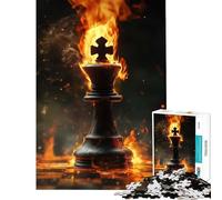 1000 Piece Jigsaw Puzzles Burning Chess King for Educational Game Challenge Toy Brain Teaser Game Perfect Decoration Gifts for Women Men (Size 38x26cm)