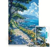 1000 Piece Jigsaw Puzzles By The Sea Accurate Cut Fun Mental Challenge Toy Rest Time Game Birthday Art Play (50x75cm)