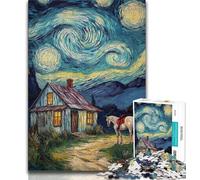 1000 Piece Jigsaw Puzzles Cabin Under The Night Sky Teenager Jigsaw,Challenging Game Gifts for Is Ideal As A Gift for The Whole Family (size 75x50cm)