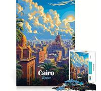 1000 Piece Jigsaw Puzzles Cairo, Egypt Cityscape Illustration Accurate Cut Fun Mental Challenge Toy Rest Time Game Birthday Art Play (38x26cm)