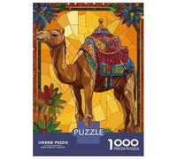 1000-piece Jigsaw Puzzles Camel Stained Glass Art Adult Jigsaw Puzzle Toy Wall Decor A Work of Art Unique Gifts for Birthday And Christmas 70x50cm/1000pcs
