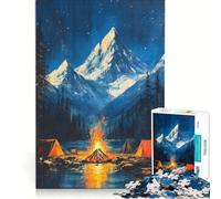 1000 Piece Jigsaw Puzzles Campfire Under Stars Japanese Landscape, Educational Toy, Challenging To Complete, Unique Birthday And Xmas Gifts 38x26cm