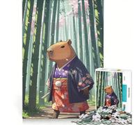 1000 Piece Jigsaw Puzzles Capybara Kimono Bamboo Forest, Educational Toy, Challenging To Complete, Unique Birthday And Xmas Gifts 50x75cm