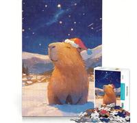 1000 Piece Jigsaw Puzzles Capybara Santa in Winter Wonderland, Educational Toy, Challenging To Complete, Unique Birthday And Xmas Gifts 50x75cm