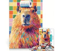 1000 Piece Jigsaw Puzzles Capybara with Toilet Paper on Head, Educational Toy, Challenging To Complete, Unique Birthday And Xmas Gifts 38x26cm