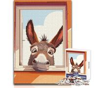 1000-piece Jigsaw Puzzles Cartoon Donkey Looking Through Window Toy Intellectual Game Learning Educational Gift For Birthdays Size 50x75cm