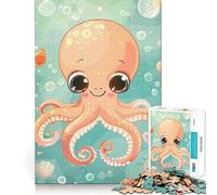1000 Piece Jigsaw Puzzles Cartoon Octopus Ocean Scene Accurate Cut Fun Mental Challenge Toy Rest Time Game Birthday Art Play (50x75cm)