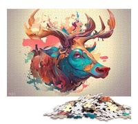1000 Piece Jigsaw Puzzles Cartoon Style of Elk Creative Square Paper Jigsaw Puzzles for Adults 38x26cm/1000pcs