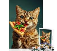 1000-piece Jigsaw Puzzles Cat And His Pizza Jigsaw Puzzles for Teenagers Difficult Challenge Fun Activities at Home Toy Intellectual Game (38x52cm)