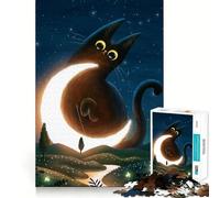 1000 Piece Jigsaw Puzzles Cat And The Magic Moon Accurate Cut Fun Mental Challenge Toy Rest Time Game Birthday Art Play (50x75cm)