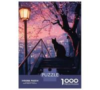 1000-piece Jigsaw Puzzles Cat Cherry Blossoms Tree Jigsaws for Adults Brain Teaser Game Improve Memory Unique Gifts for Birthday And Christmas 38x26cm/1000pcs