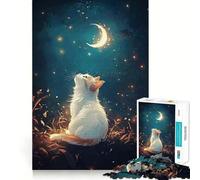 1000 Piece Jigsaw Puzzles Cat Gazing at The Moon Accurate Cut Fun Mental Challenge Toy Rest Time Game Birthday Art Play (38x26cm)