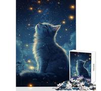 1000 Piece Jigsaw Puzzles- Cat Gazing at The Stars Jigsaw for Teenagers Difficult Challenge Challenging To Complete Unique Challenge Game (50x75cm)