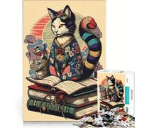 1000 Piece Jigsaw Puzzles Cat Kimono Book Japan, Educational Toy, Challenging To Complete, Unique Birthday And Xmas Gifts 38x52cm