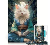 1000 Piece Jigsaw Puzzles Cat Monk Meditate Mystic Accurate Cut Fun Mental Challenge Toy Rest Time Game Birthday Art Play (38x26cm)