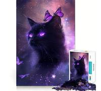 1000 Piece Jigsaw Puzzles Cat of The Cosmos Clean Cut Piece Mind Challenge Toy Calm Time Fun Christmas Art Piece (38x52cm)