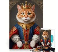 1000 Piece Jigsaw Puzzles Cat Prince Flawless Fit Art Mind Training Fun Rest Time Play Christmas Calm Gift (50x75cm)