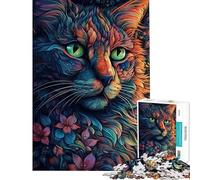 1000-piece Jigsaw Puzzles Cat Surrealism Colorful Fun Activities at Home Difficult Challenge Anti-Stress Toys for And from 14 Years And over (50x75cm)