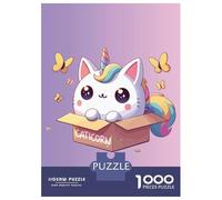 1000-piece Jigsaw Puzzles Cat Unicorn, Cute Caticorn in A Box Adult Jigsaw Puzzle Toy Wall Decor A Work of Art Unique Gifts for Birthday And Christmas 70x50cm/1000pcs