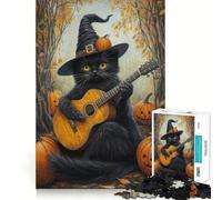 1000 Piece Jigsaw Puzzles Cat's Halloween Melody Accurate Joint Fun Thinking Game Play Peace Time Play Christmas Calm Gift (38x26cm)