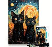 1000 Piece Jigsaw Puzzles Cats Under The Stars Flawless Fit Art Mind Training Fun Rest Time Play Christmas Calm Gift (50x75cm)