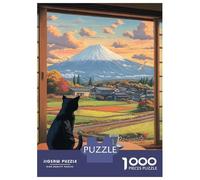 1000-piece Jigsaw Puzzles Cat's View of Mount Fuji -1 Adult Jigsaw Puzzle Toy Wall Decor A Work of Art Unique Gifts for Birthday And Christmas 52x38cm/1000pcs