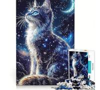1000 Piece Jigsaw Puzzles Celestial Cat in Starry Night, Educational Toy, Challenging To Complete, Unique Birthday And Xmas Gifts 38x26cm