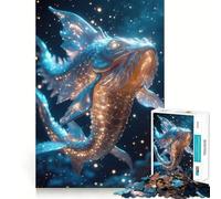 1000 Piece Jigsaw Puzzles Celestial Koi Glowing Golden-Blue D Fish Artwork Accurate Joint Fun Thinking Game Play Peace Time Play Christmas Calm Gift (50x75cm)