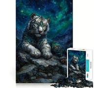 1000 Piece Jigsaw Puzzles Celestial White Tiger on Rocky Outcrop Accurate Joint Fun Thinking Game Play Peace Time Play Christmas Calm Gift (50x75cm)